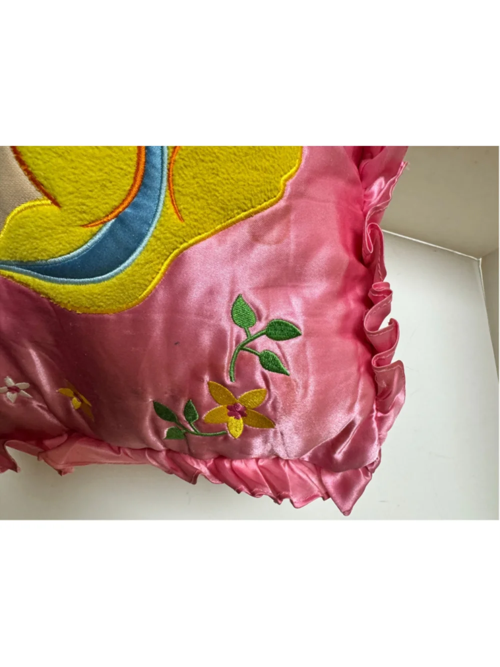Disney Girls Cinderella Accent Pillow 12” x 12” Pink & Yellow